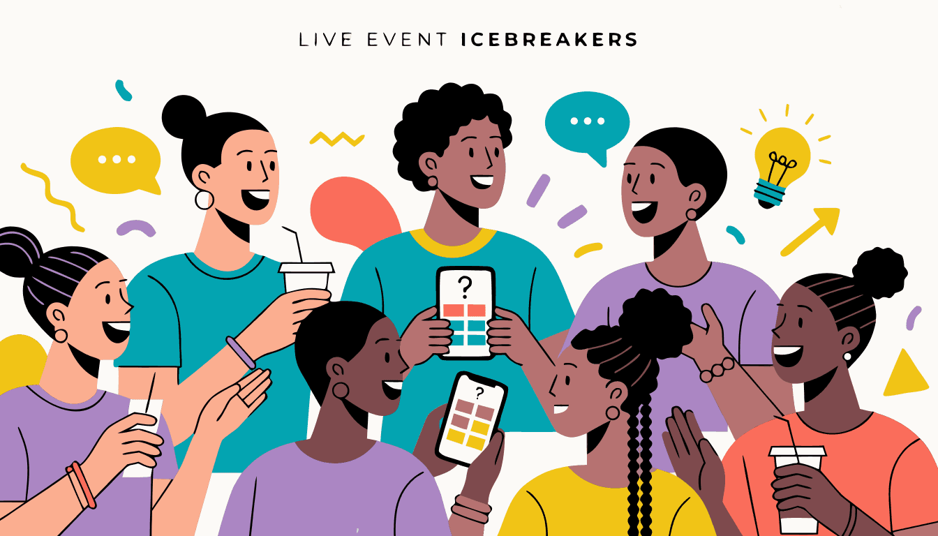 Group scanning QR code on phone for browser-based icebreaker game